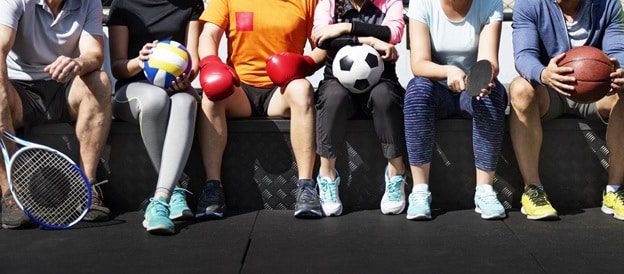 Athletes sitting on bench