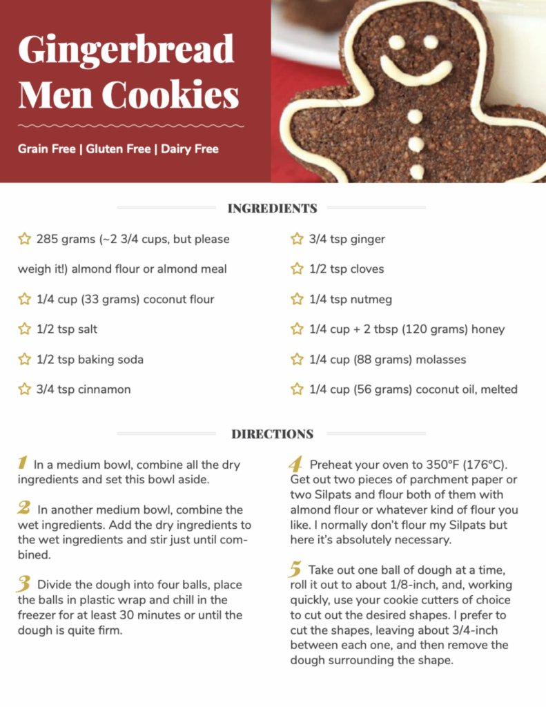 dairy free, gluten free, gingerbread men cookie recipe